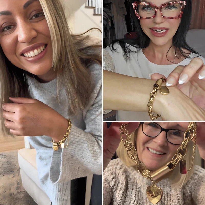 Elegantní Chunky Náramek z Bílého Zlata