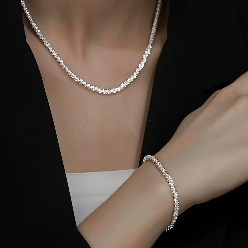 Elegantní třpytivá šperková sada s náramkem a náhrdelníkem
