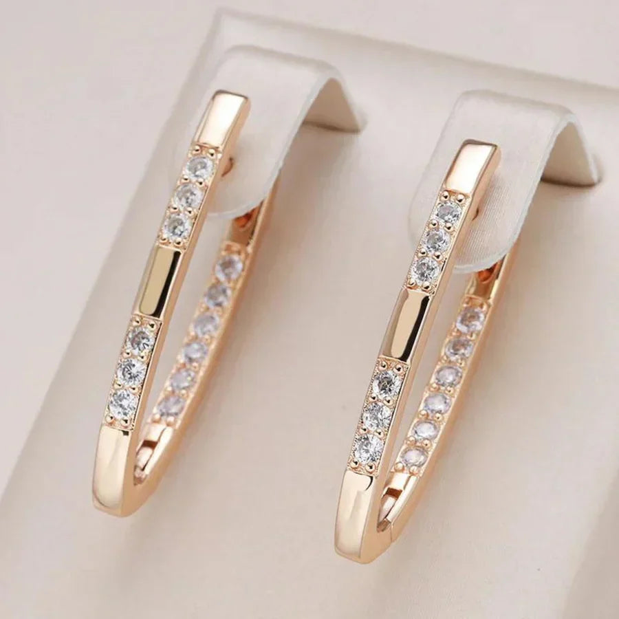 Elegantní zlaté náušnice 18k se zirkony