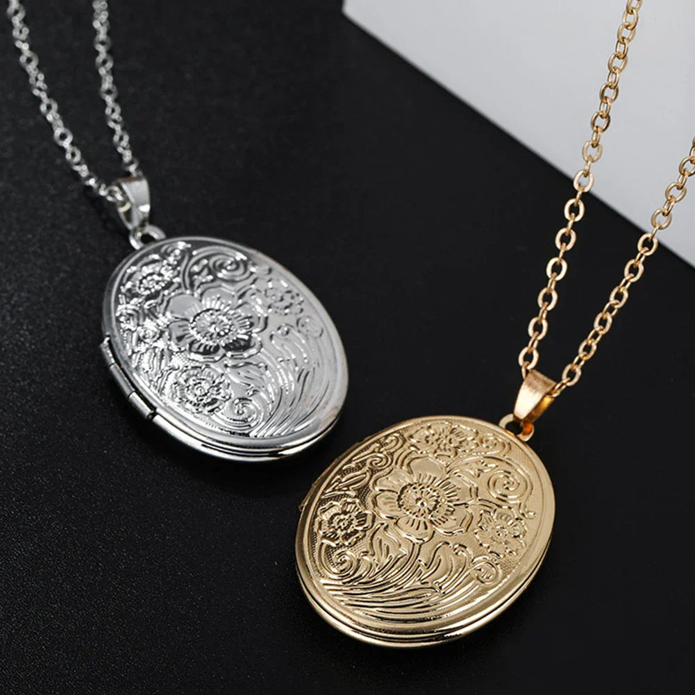 Nekonečný Oválný Fotolocket Náhrdelník s Osobním Gravírováním