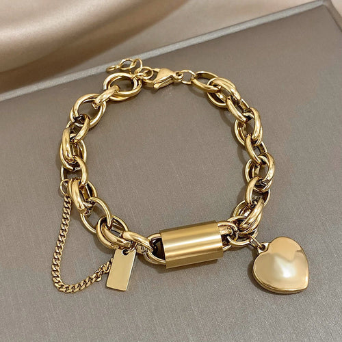 Elegantní Chunky Náramek z Bílého Zlata
