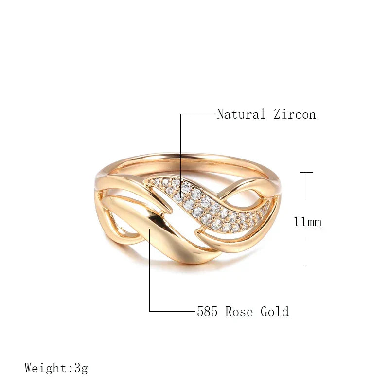 Elegantní prsten z růžového zlata se zirkonem v geometrickém designu
