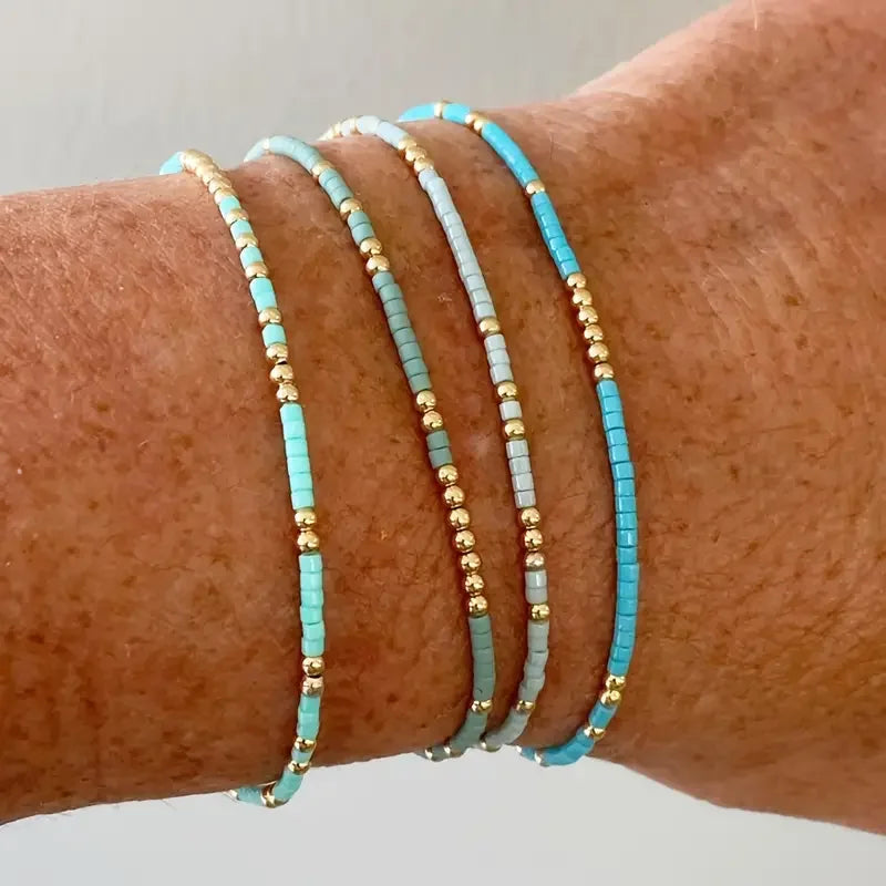 Elegantní Boho Tyrkysové Náramky v Sadě