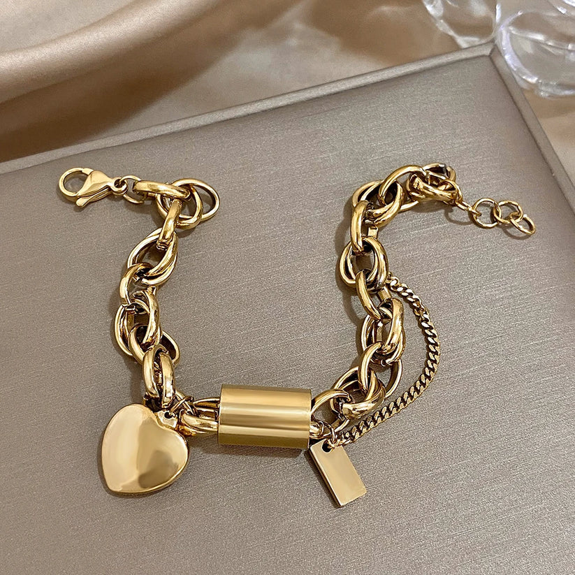 Elegantní Chunky Náramek z Bílého Zlata