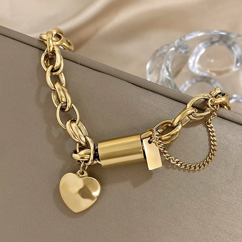 Elegantní Chunky Náramek z Bílého Zlata