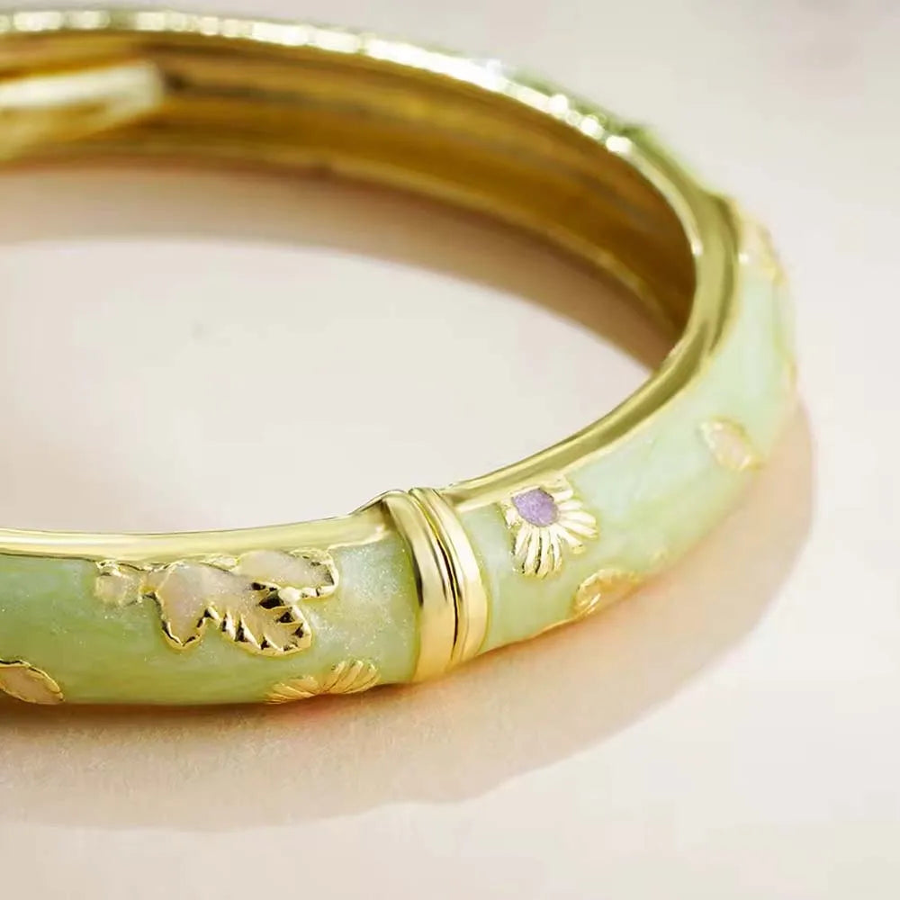 Retro květinové otevřené náramky z cloisonné