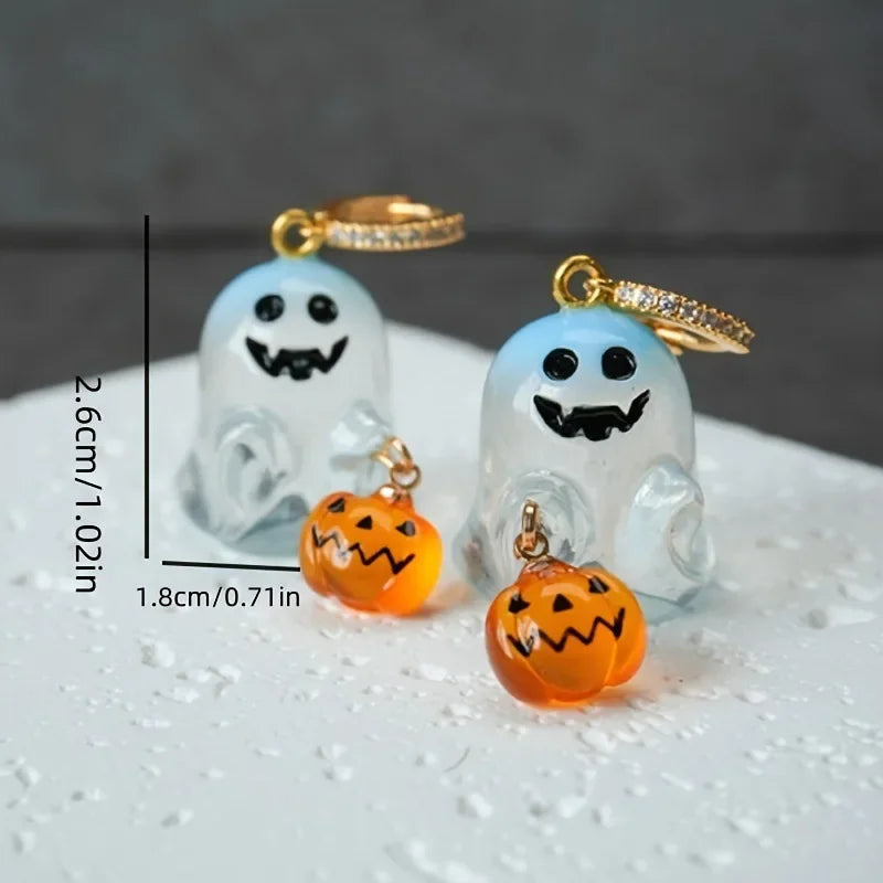 Halloween Visící Náušnice s Duchy a Dýněmi