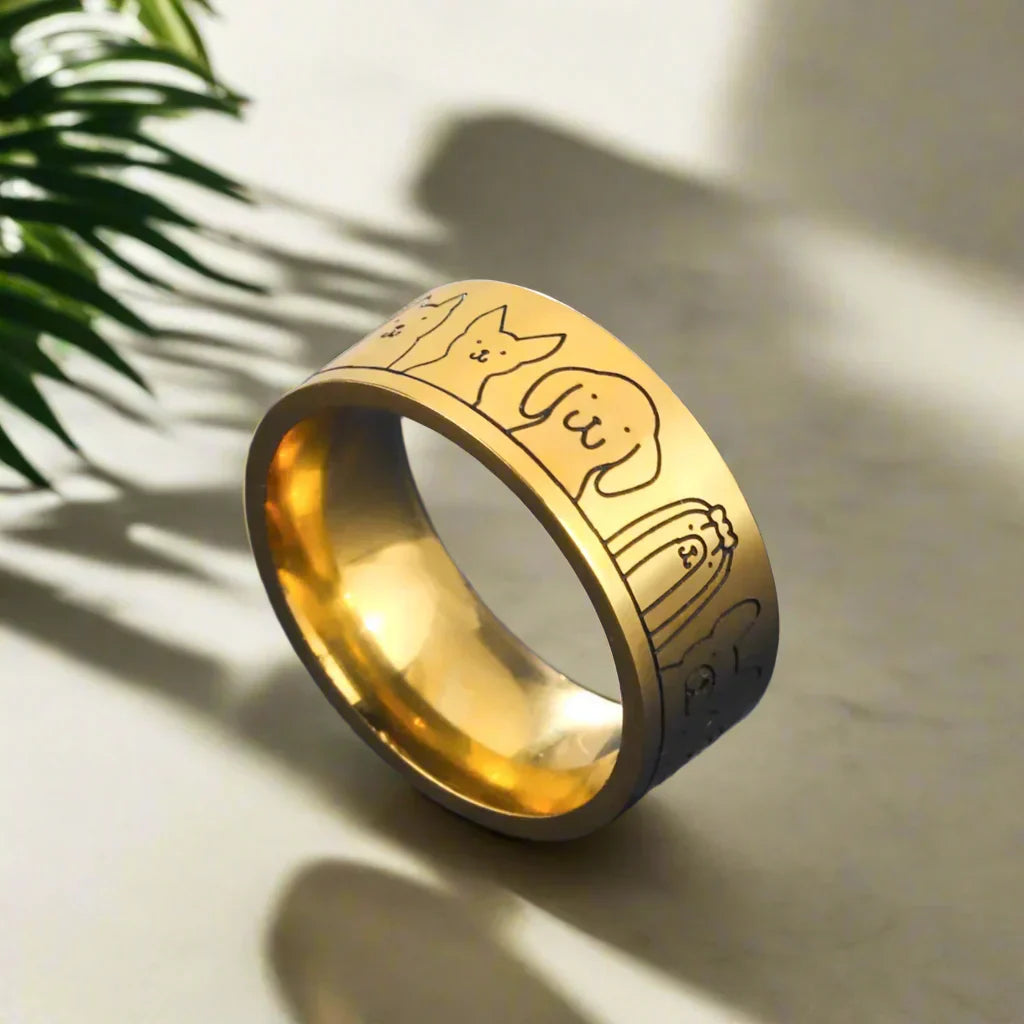 Široký Nerezový Prsten pro Psy – Personalizovaný Design pro Ni