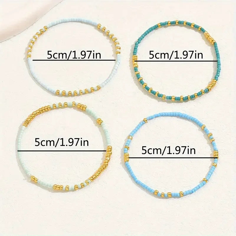 Stylové Tyrkysové Boho Náramkové Sady