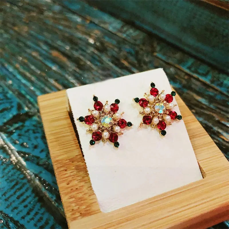Elegantní Náušnice s Perlovými a Krystalovými Sněhovými Vločka
